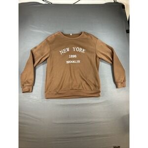 Brown New York 1898 Brooklyn Crewneck Sweatshirt Mens Size M Pullover